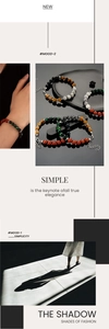 Close-up of mixed natural stone beads and sandalwood bracelet with adjustable metal clasp