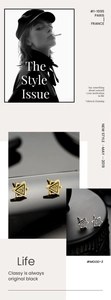 Macro view of gold and silver All-Seeing Eye triangle stud earrings with polished finish