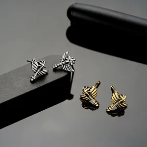 Vintage Angel Wings Sword Stud Earrings Copper Electroplated Punk Style Unisex Minimalist Fashion Earrings Jewelry Accessories