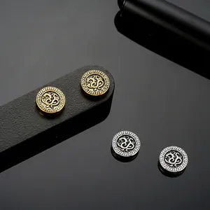 Vintage Copper Dragon Pattern Magnetic Clip-on Earrings For Men Women Greek Key Meander Pattern Non Pierced Ear Clips Jewelry