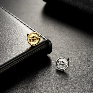 Eagle embossed round stud earrings in gold and silver finish for men and women