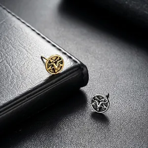 Boucles d'Oreilles Clous Baphomet Tête de Chèvre Gothique Vintage Cuivre Électroplaqué Tige Acier Titane Bijoux Punk Unisexe