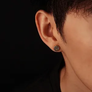 Vintage Retro Copper Round Anchor Stud Earrings Nautical Ship Hook Electroplated Earrings For Men Women Unisex Jewelry