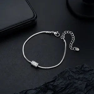Bracelet Chaîne Serpent Minimaliste en Avec Perle Géométrique Creuse Bijoux Ajustables Cadeau Homme Femme