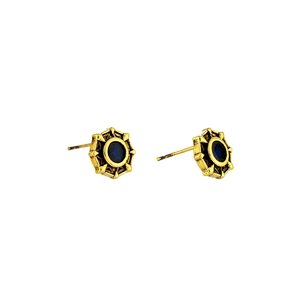 Vintage gold eight-pointed star earrings with blue gemstone in a classic centered design