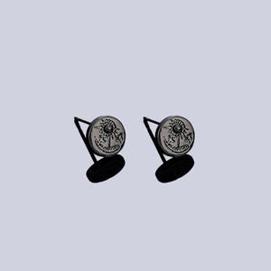Retro black sun eagle stud earrings with vintage embossed floral patterns for men and women