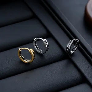 Trendy Titanium Steel Heartbeat Pulse Hoop Earrings For Men Women Geometric Minimalist Punk Style Unisex Jewelry Gift