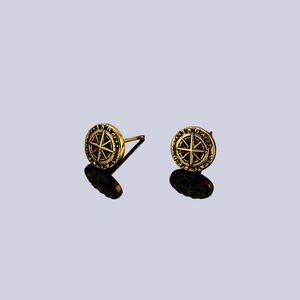 Vintage goldene Sternenohrringe für Damen und Herren mit geprägtem Kompassdesign