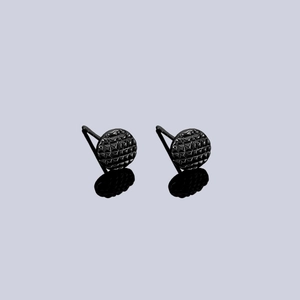 Minimalist black geometric prism earrings for men with sleek textured finish and reflections