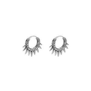 Punk-Silberohrringe mit Stachel-Design und Vintage-Wabenmuster aus robustem Edelstahl