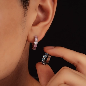 Boucles d'Oreilles Créoles en Acier Titane en Forme de Cœur pour Hommes Femmes Géométrique Émail Bijoux Colorés