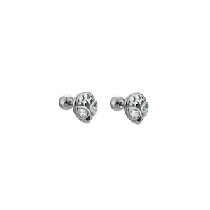 Boucles d'oreilles extraterrestres en métal argenté avec yeux en zircon et fermoirs à vis