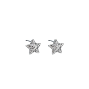 Minimalist silver star stud earrings with pave set sparkling zircon stones for men and women