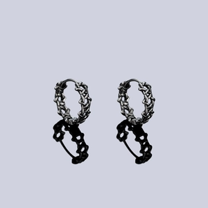 Boucles d'oreilles créoles hexagrammes en argent vintage avec texture de chaîne tressée