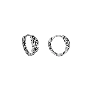 Orecchini a cerchio vintage in argento S925 con texture a doppio strato a spiga di grano