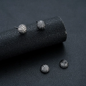 Fashionable magnetic basketball stud earrings with retro black finish for men and women