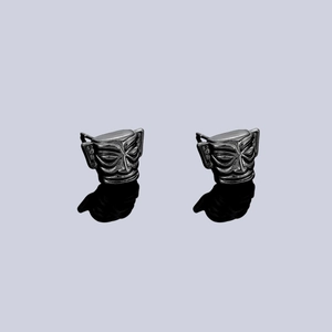 Retro Sanxingdui Bronze Mask Stud Earrings For Men Women Artistic Copper Stainless Steel Post Tribal Face Mask Clip On Earrings Fashion Jewelry