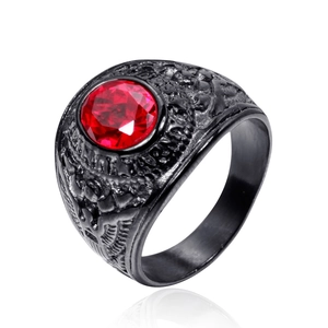 Bague Vintage en Acier Inoxydable de l'Armée Américaine pour Hommes Bague Chevalière Militaire Aigle Plaquée Or Strass Bijoux Pierre Rouge Bleu Vert Noir