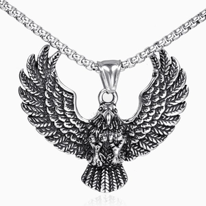 Vintage Stainless Steel Eagle Pendant Punk Necklace For Men Retro Animal Wings Style Jewelry Accessory Gift