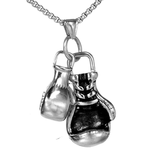 Collana con ciondolo guantoni da pugilato in argento vintage con catena a scatola