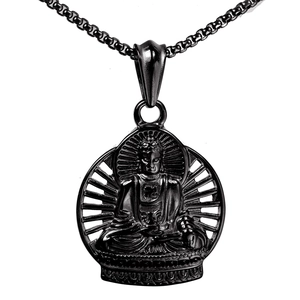 Retro Edelstahl Buddha Anhänger Halskette Mode Guss Relief Religiöse Anhänger Nur Für Herren Damen Schmuck Zubehör