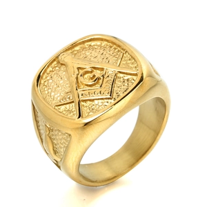 Vintage Masonic Signet Ring Stainless Steel Square And Compasses G Symbol Men Retro Polished Biker Jewelry Finger Ring
