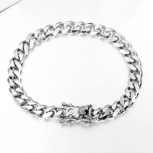 Bracelet Gourmette Hip Hop en Acier Inoxydable Pour Hommes Femmes Bracelet Maille Curb Polie Avec Fermoir Boîte Bijoux Punk