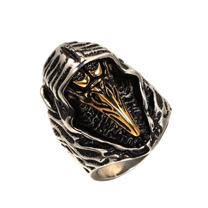 Gothic Plague Doctor Bird Skull Ring For Men Stainless Steel Retro Vintage Oxidized Punk Rock Skeleton Biker Finger Jewelry