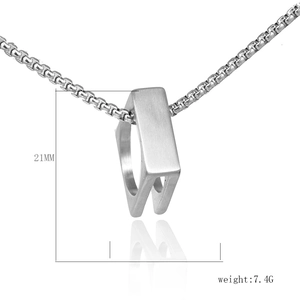 Sleek silver stainless steel box chain necklace with a brushed rectangular pendant