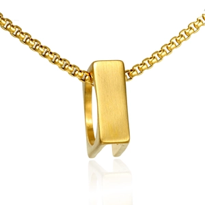 Minimalist 14K gold-plated bar pendant necklace with a matte finish and elegant box chain
