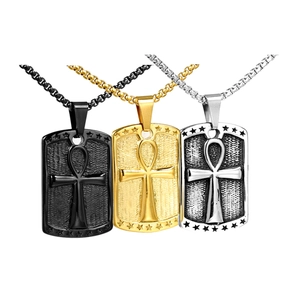 Ancient Egyptian Ankh Cross Pendant Only Without Chain Stainless Steel Dog Tag Necklace Symbol Of Life Gothic Punk Jewelry For Men Women