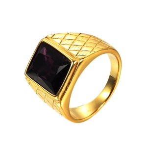 Anello in Acciaio Inossidabile Rettangolare Con Strass Retro per Uomo Donna Oro Nero Galvanizzato Fascia a Traliccio Gioielli