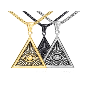 Retro Punk Stainless Steel All-Seeing Eye Triangle Pendant Only For Men Eye Of Providence Gothic Mysticism Jewelry