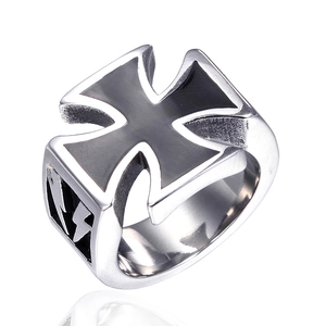 Vintage Stainless Steel Iron Cross Lightning Ring For Men Women Retro Punk Biker Jewelry Enamel Drip Glue Finger Ring