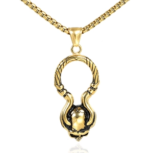 Collier Pendentif Crâne en Acier Inoxydable Rétro pour Hommes Bijoux en Métal Punk Gothique Hip Hop Pendentif Seul