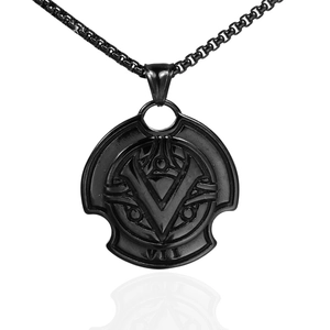 Pendentif Viking en Acier Inoxydable Seul Sans Chaîne Rétro Punk Chiffres Romains VII V Symbole Bouclier Rond Bijoux Homme