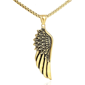 Pendentif Aile d'Ange en Acier Inoxydable Vintage pour Femmes Hommes Minimaliste Plume Aile Charme Accessoire Bijoux DIY Sans Chaîne