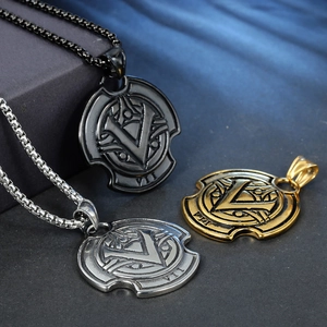 Colliers Viking en acier inoxydable noir, argent et or avec chaînes à billes de style nordique