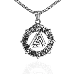 Βορειοευρωπαϊκό Μενταγιόν Valknut Βίκινγκ για Άνδρες από Ανοξείδωτο Ατσάλι Hip Hop Ρετρό Ρούνοι Μενταγιόν Μόνο Χωρίς Αλυσίδα