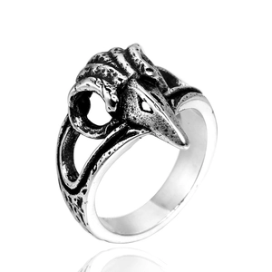 Bague Crâne de Corbeau Viking Nordique pour Hommes Acier Inoxydable 316L Gothique Punk Biker Bijoux de Caractère Argent Antique