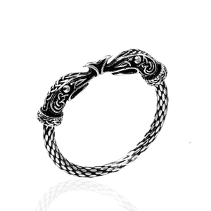 Bague Tête d'Oiseau Viking Vintage pour Homme Femme Nordique en Acier Inoxydable Corde Tressée Argent Antique Punk Bijoux