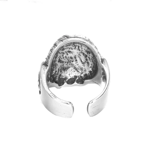 Bague vintage en acier titane avec texture gothique et anneau ouvert réglable pour hommes