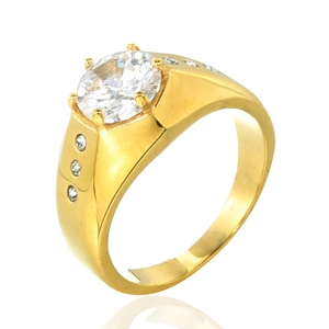 Stainless Steel Zirconia Ring For Women Men Polished Geometric Claw Setting Finger Ring Western Style Fashion Jewelry