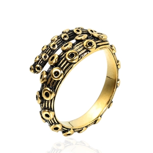Punk Octopus Tentacle Stainless Steel Ring For Men Gothic Cthulhu Adjustable Sucker Wrap Band Ring Vintage Jewelry