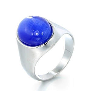 Bague Homme Vintage en Acier Inoxydable Avec Grosse Pierre Gemme Synthétique Ovale Bague Chevalière Géométrique Unisexe Mode Rétro