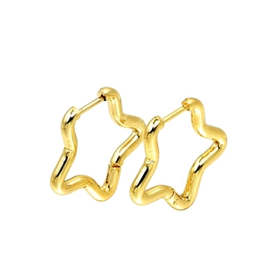 Boucles d'Oreilles Créoles Étoile en Acier Inoxydable Or pour Femmes Boucles d'Oreilles Étoile Géométriques Personnalisées Bijoux