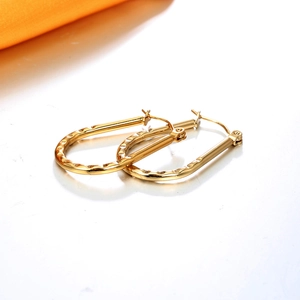 Textured U-shaped 18K gold-plated stainless steel hoop earrings with hammered metal finish