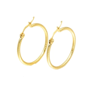 Fashion Stainless Steel Gold Hoop Earrings For Women European Style Spiral Texture Geometric Circular Earring Jewelry Gift