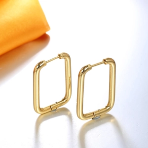 Polished U-shaped geometric earrings in 18K gold plated titanium steel for women