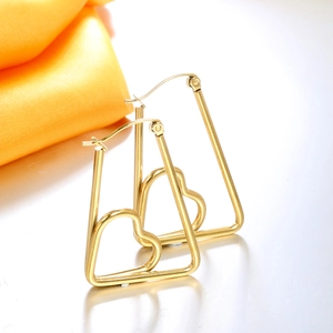 Edelstahl Herz Geometrische Creolen Gold Vergoldet Dreieck Linie Ohrringe Für Damen Nachtclub Schmuck Zubehör
